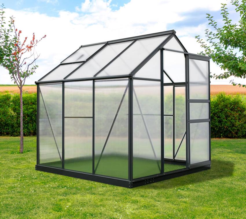 Westmann Aluminium Gewächshaus Flora 66 | Anthrazit | 192x192x202 cm 