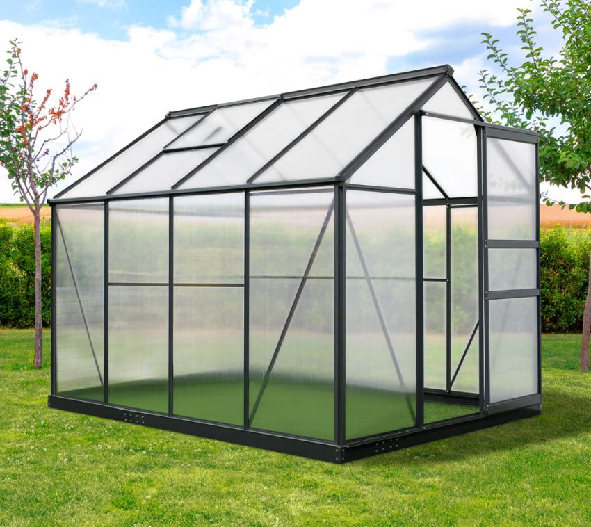 Westmann Aluminium Gewächshaus Flora 68 | Anthrazit | 252x192x201 cm 