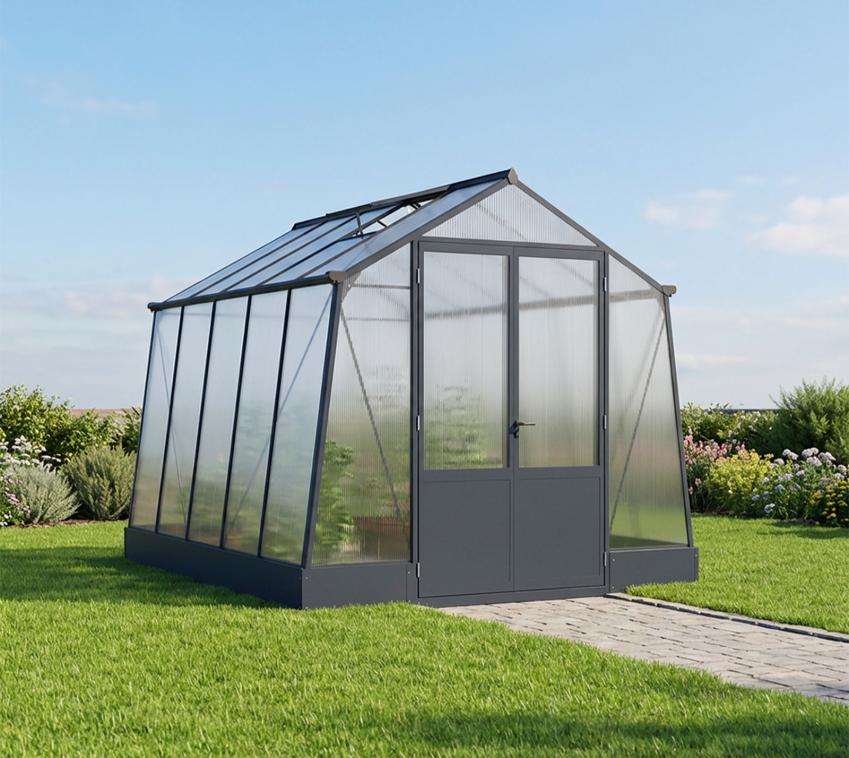 Westmann Aurora 810 | Gewächshaus mit Fundament | Anthrazit | 2,5x3 m 