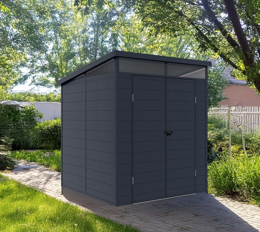 Westmann Kunststoff Gerätehaus Topia M | mit Pultdach | Anthrazit | 2x2 m 