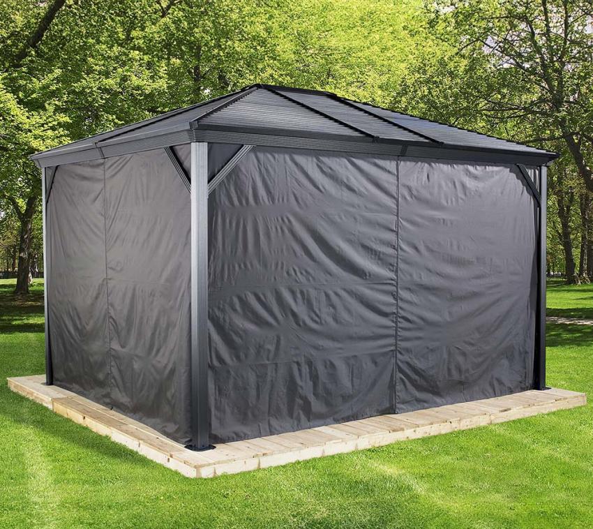 Sojag Vorhänge inkl. Clips für Pavillon Ventura 1014 | Dunkelgrau 