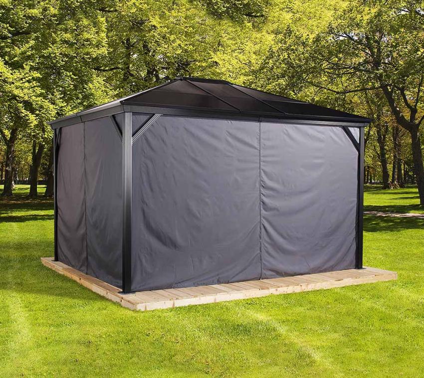 Vorhänge inkl. Clips für Sojag Pavillon Verona 1014 | Dunkelgrau 