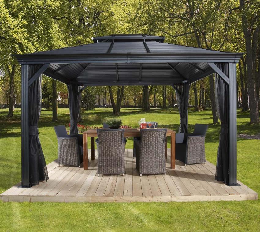 B-WARE Sojag Mykonos 1014 | Pavillon mit festem Dach | mit Moskitonetz | 3x4 m 