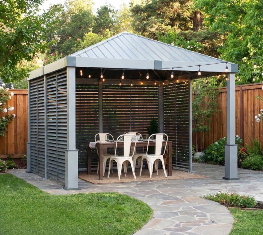 Sojag Aluminium Pavillon Nanda 1212 inkl. Seitenwand | Champagner | 363x363x313 cm 
