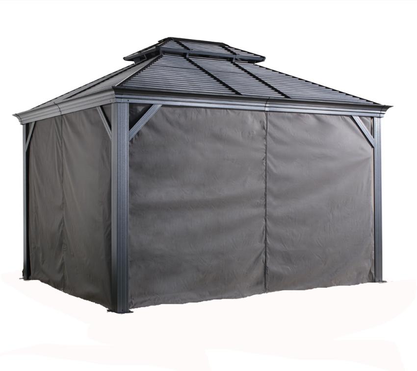 Sojag Pavillon Mykonos 12x16 Vorhänge Seitenteile Dunkelgrau 