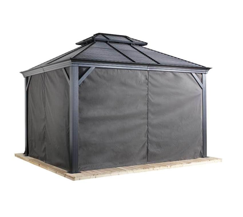 Sojag Vorhänge inkl. Clips für Pavillon Mykonos Messina 1012 | Dunkelgrau 