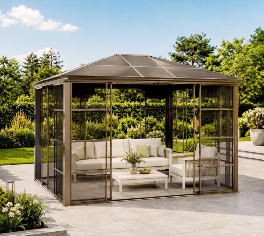 Sojag Castel 1012 | Metall Pavillon mit Seitenteilen | 3x4 m 