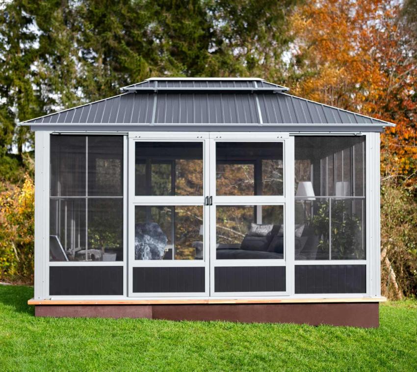 Sojag Olan 1014 | Pavillon mit Seitenteilen | Grau | 4x3 m 