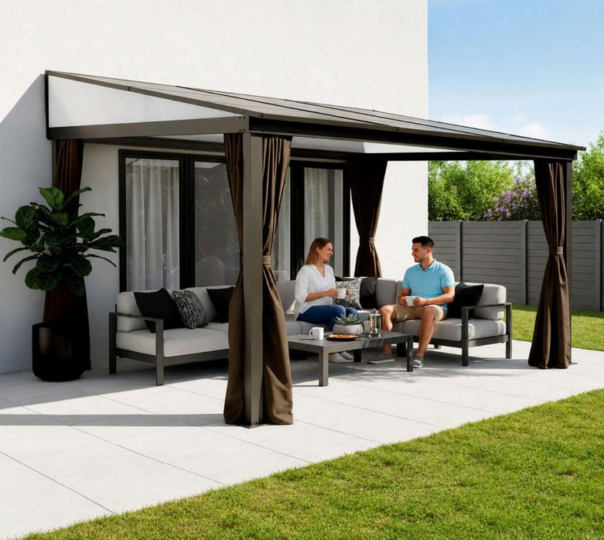Sojag Portland 1012 | Alu Terrassenüberdachung mit Zubehör | 3x3,5 m  