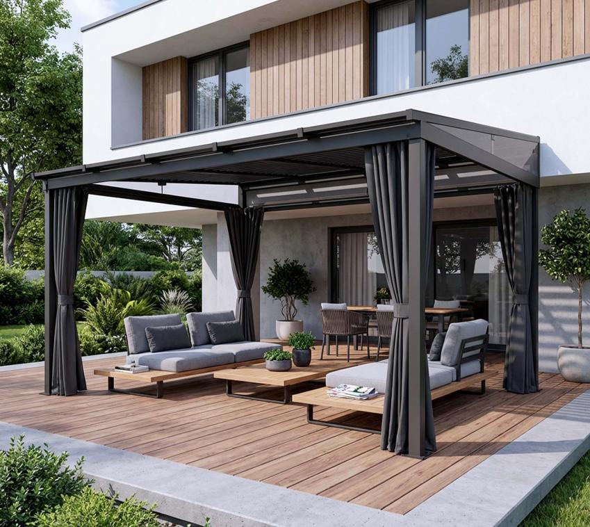 Sojag Portland 1014 | Alu Terrassenüberdachung mit Zubehör | 3x4 m 