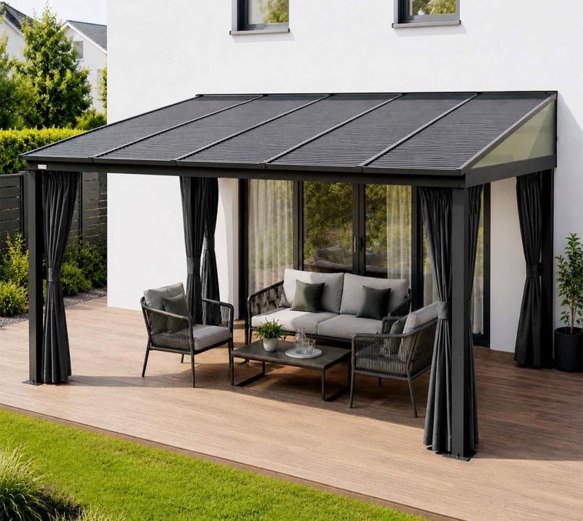 Sojag Portland 1014 | Alu Terrassenüberdachung mit Zubehör | 3x4 m 