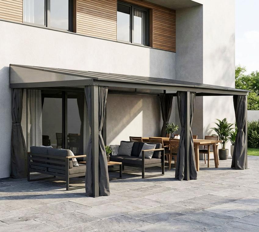 Sojag Portland 1016 | Alu Terrassenüberdachung mit Zubehör | 3x5 m 