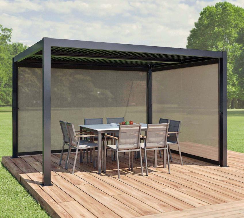 Sojag Milo Set 1012 | Lamellendach Pergola mit Seitenwänden | Schwarz  