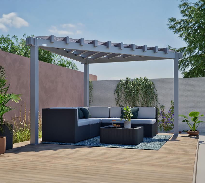 Sojag Lima 1010 | Aluminium Pergola mit Sonnensegel | dreieckig  