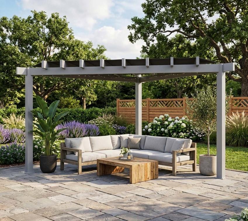 Sojag Lima 1010 | Aluminium Pergola mit Sonnensegel | dreieckig  