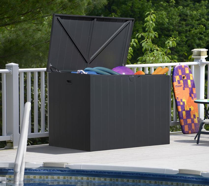 Shelterlogic Stahl Gartenbox | 980 L | Kissenbox & Auflagenbox | Anthrazit | 79x138x93 cm 