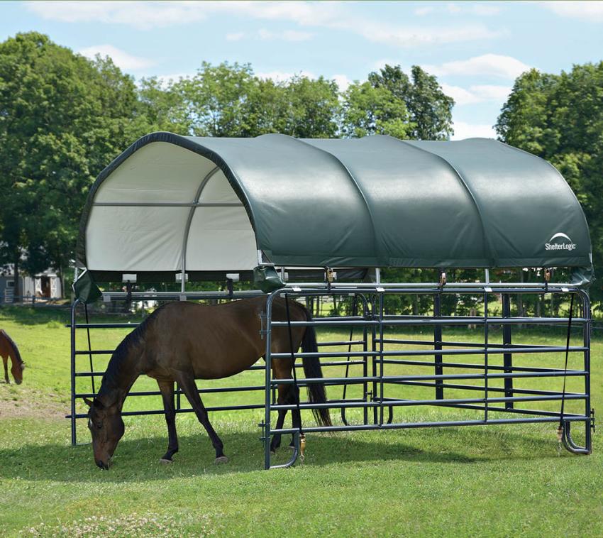 ShelterLogic Folien Weidezelt Überdachung ohne Stahlgestell | Grün | 370x370x170 cm 