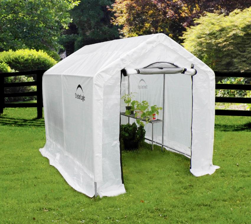 ShelterLogic Foliengewächshaus inkl. Regalen | Weiß | 244x185x183 cm 