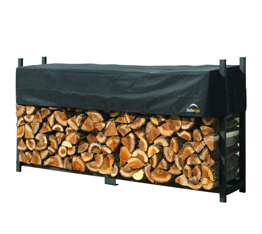 B-WARE ShelterLogic Stahl Kaminholzregal inkl. Abdeckung | Schwarz | 36x240x119 cm 