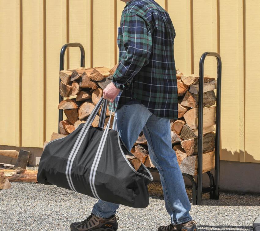 Polyester Kaminholztasche Buche | Schwarz | 23 kg 