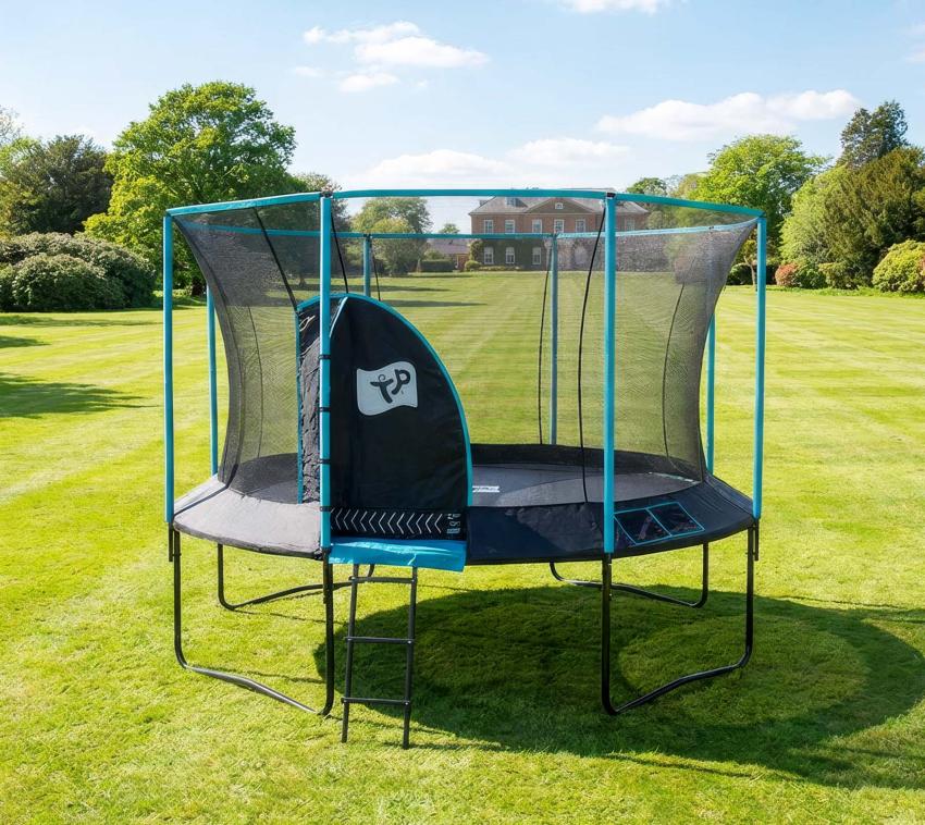 TP Toys Trampolin Genius 12 | inkl. Sicherheitsnetz | Schwarz/blau | 365x365x269 cm 