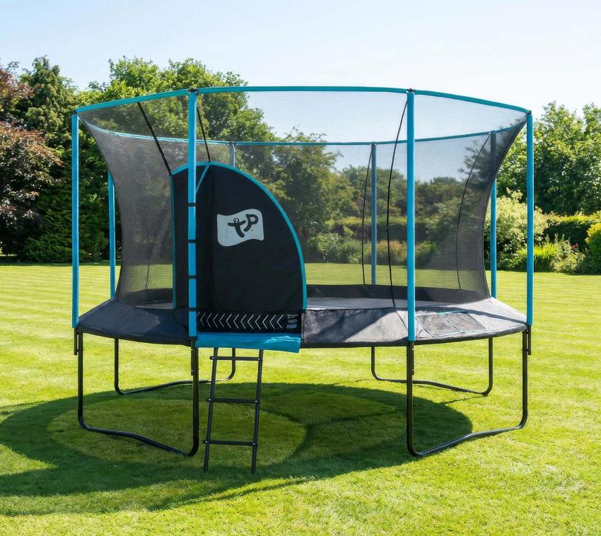 TP Toys Trampolin Genius 14 | inkl. Sicherheitsnetz | Schwarz/Blau | 427x427x269 cm 