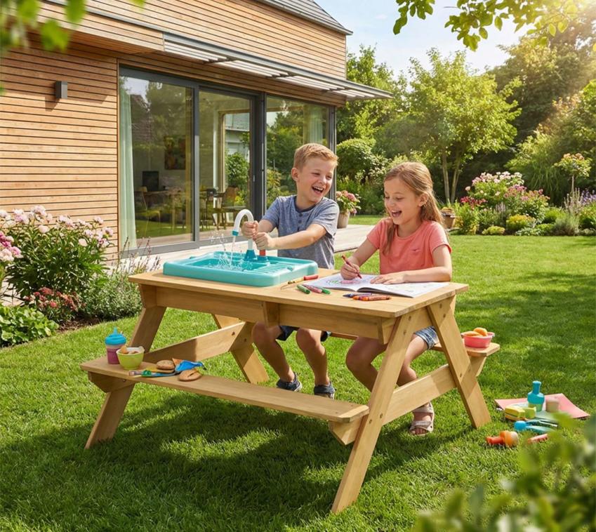 TP Toys Murmeltier | Holz Kindersitzgruppe mit Matschtisch | Outdoor  