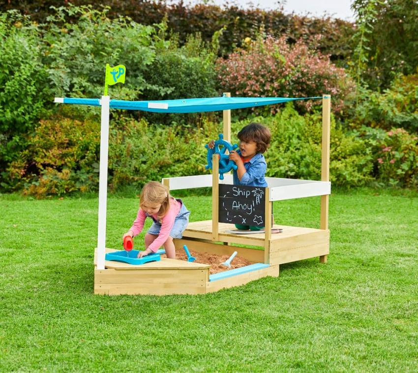 TP Toys Holz Sandkasten Schiff Ahoy | Natur | 180x92x118 cm 