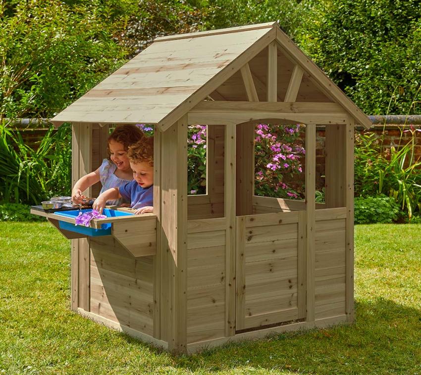 Zwerkules Cubby | Kinder Spielhaus für den Garten | inkl. Spielküche | Holz 