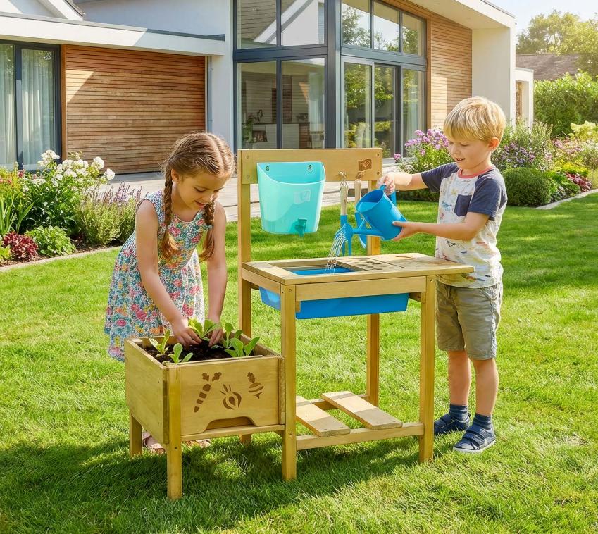 TP Toys Grow Up | Kinder Hochbeet und Matschtisch | mit Waschbecken 