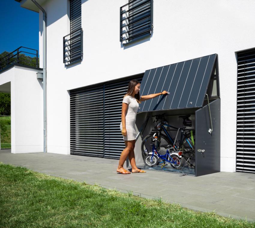 B-WARE Trimetals Metall Gerätebox Fahrradgarage Sesame | Anthrazit | 76x185x139 cm 
