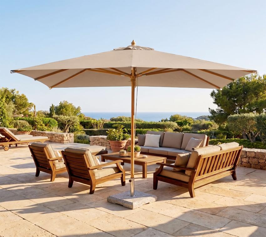 VENTURE HOME Naxos | Balkon Sonnenschirm rechteckig | Braun | 3 x 3 m 