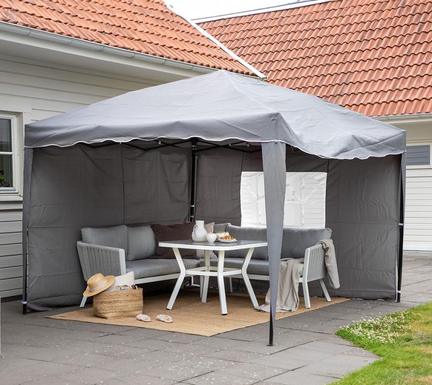 VENTURE HOME Faltpavillon Easy Up | Pop Up Pavillon | Grau | 295x295x250 cm 