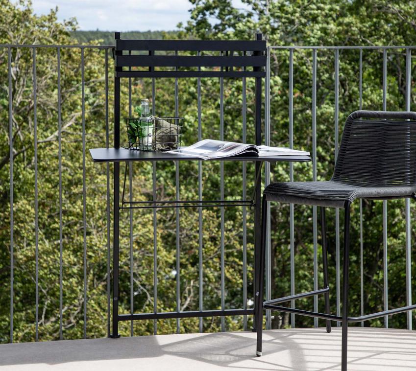 VENTURE HOME Borneo | klappbarer Balkontisch für schmale Balkone | Schwarz 