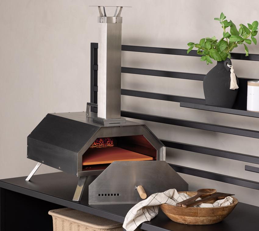 VENTURE HOME Pizzaofen Hamna | Pellets Pizzaofen | Silber | 40x76x68 cm 