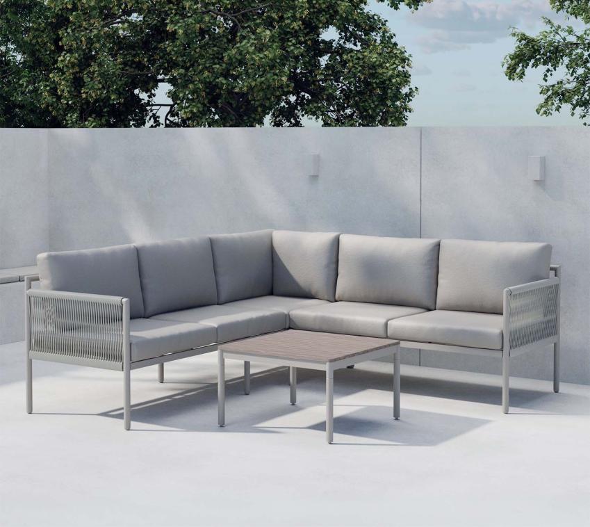 VENTURE HOME Kos | Alu Gartenmöbel Lounge in L-Form | Gartensitzgruppe Beige 