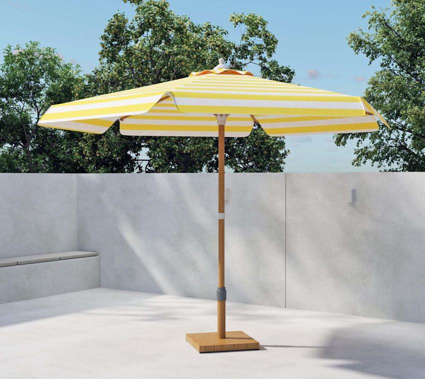 VENTURE HOME Cerox | Balkon Sonnenschirm | Gelb gestreift | Ø 270 cm 