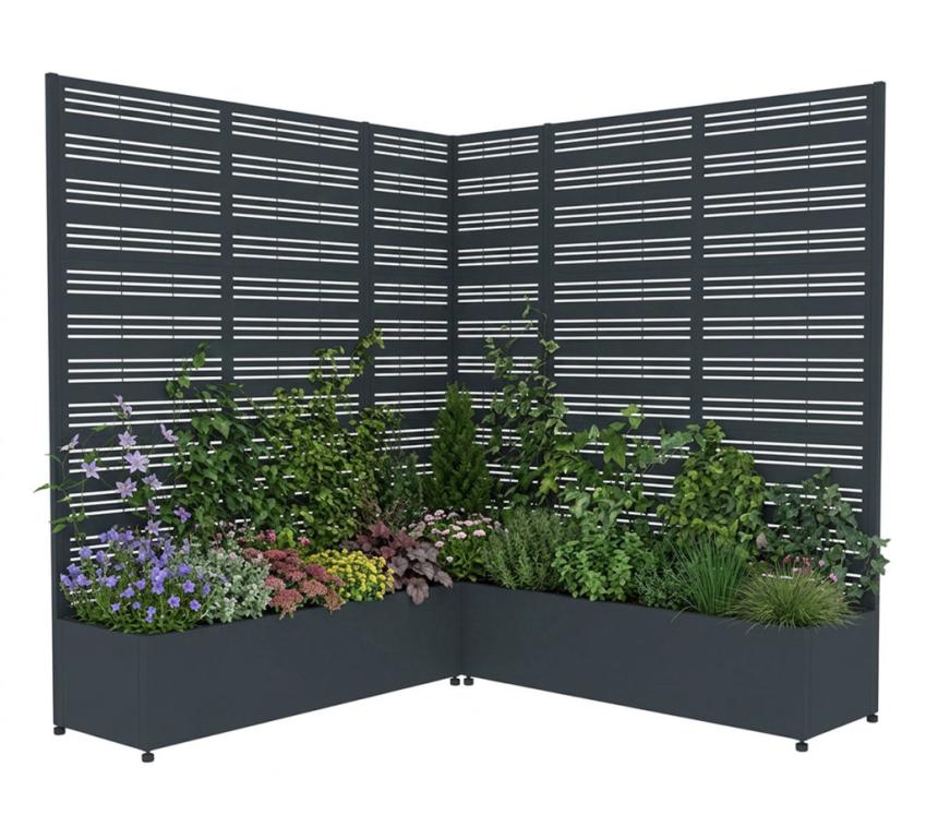 Westmann Dekora 12 | Metall Pflanzkasten mit Rankgitter | 2er-Set + Eckmodul  