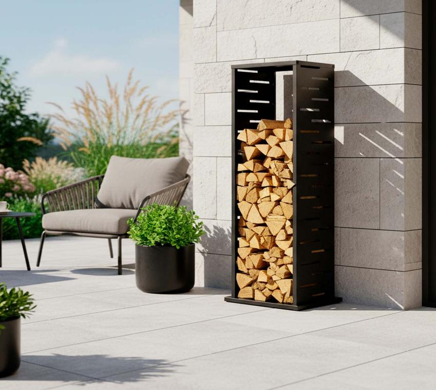 Luma Grid | Metall Kaminholzregal außen | Anthrazit 