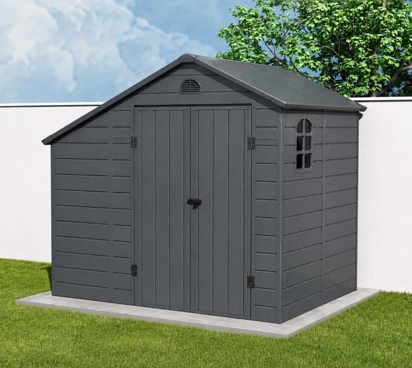 Westmann Duro 500 | Kunststoff Gerätehaus mit Holzlager | Anthrazit | 2,6x1,9m 