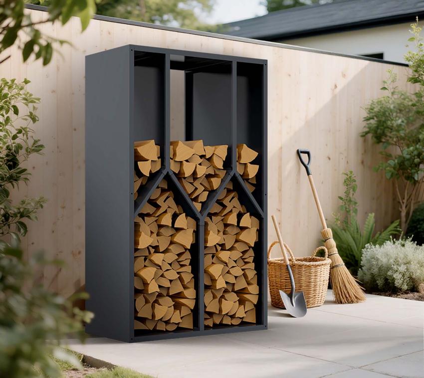 Westmann Castra B | Metall Kaminholzregal innen & außen | Anthrazit 