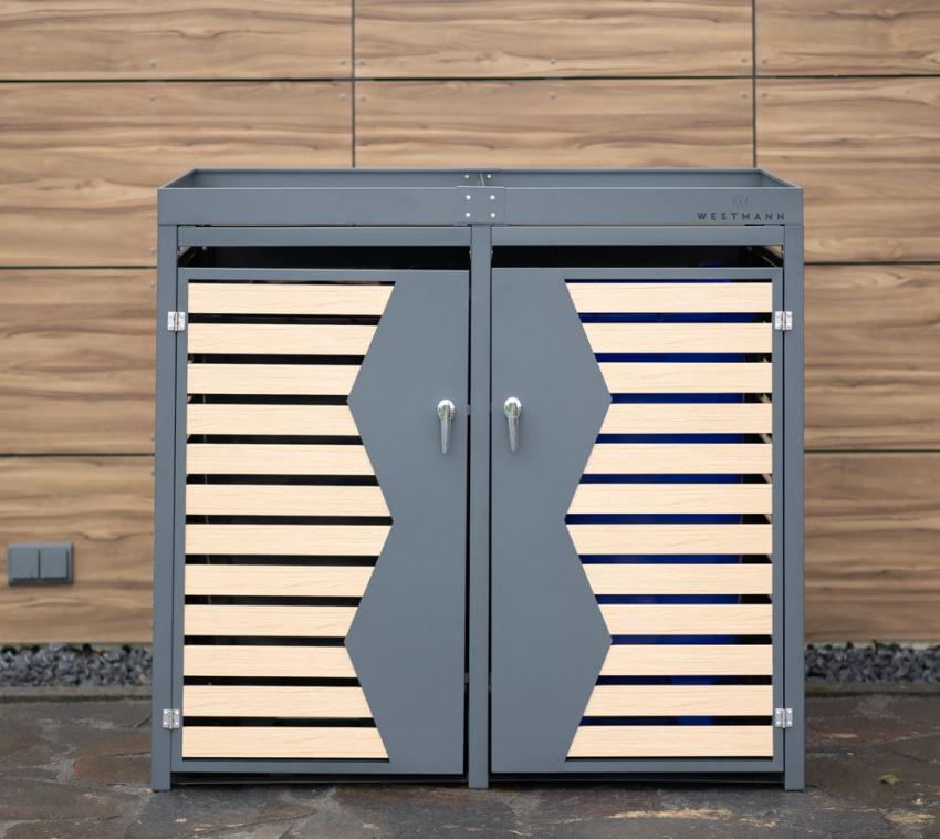 Westmann Stahl Mülltonnenbox für 2 Mülltonnen 240 Liter | Anthrazit | 84x134x125 cm 