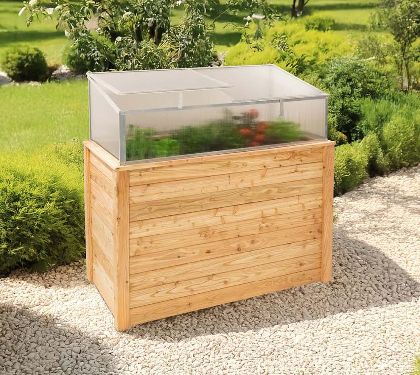 Westmann Klassik Plus 130 | Lärchenholz Hochbeet mit Frühbeetaufsatz  