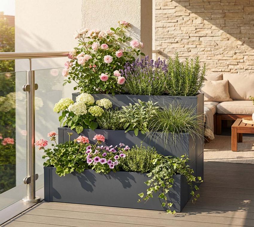 Westmann Talus Set | Pflanzkübel 3er-Set | Pflanztreppe  