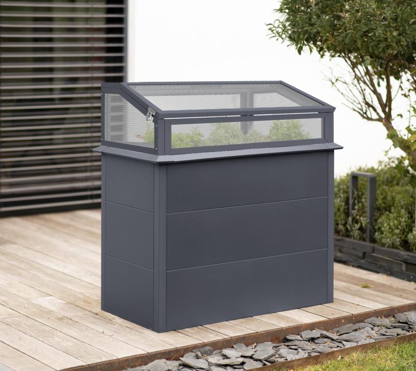 Westmann Primus Plus M | Metall Hochbeet mit Frühbeetaufsatz | Anthrazit 