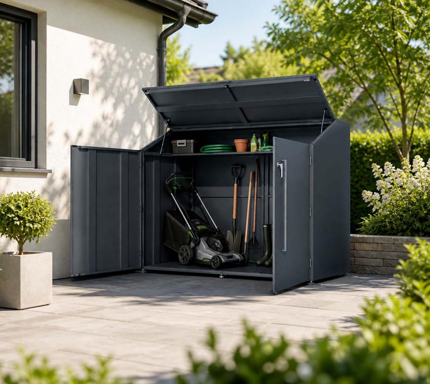Westmann Linea | abschließbarer Metall Gartenschrank | Anthrazit  