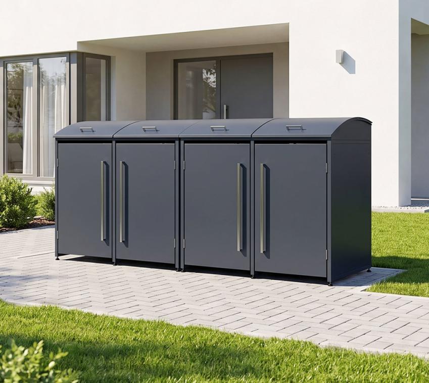 Westmann Metall Mülltonnenbox Moderna 4 | 4x240 L | Anthrazit | 83x278x135 cm 