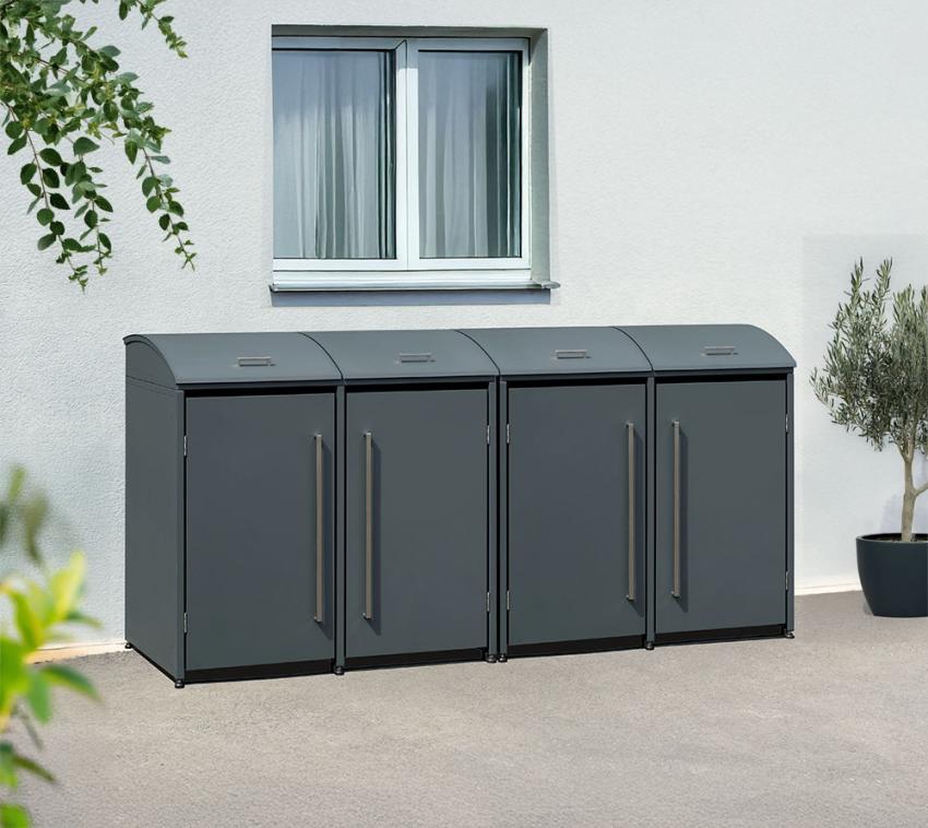 Westmann Metall Mülltonnenbox Moderna 4 | 4x240 L | Anthrazit | 83x278x135 cm 