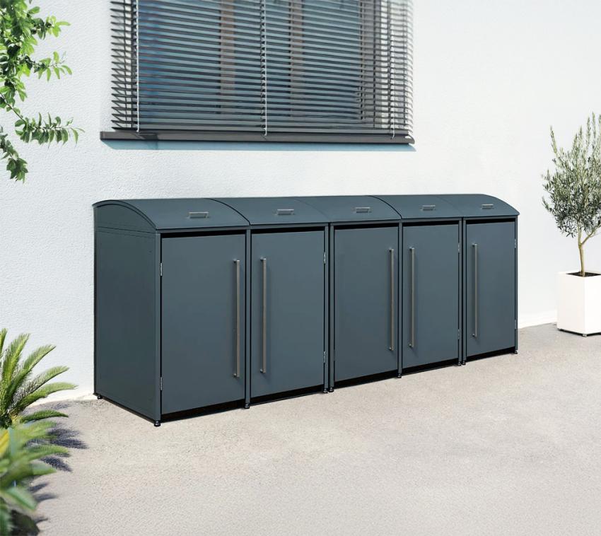 Westmann Metall Mülltonnenbox Moderna 5 | 5x240 L | Anthrazit | 83x350x135 cm 