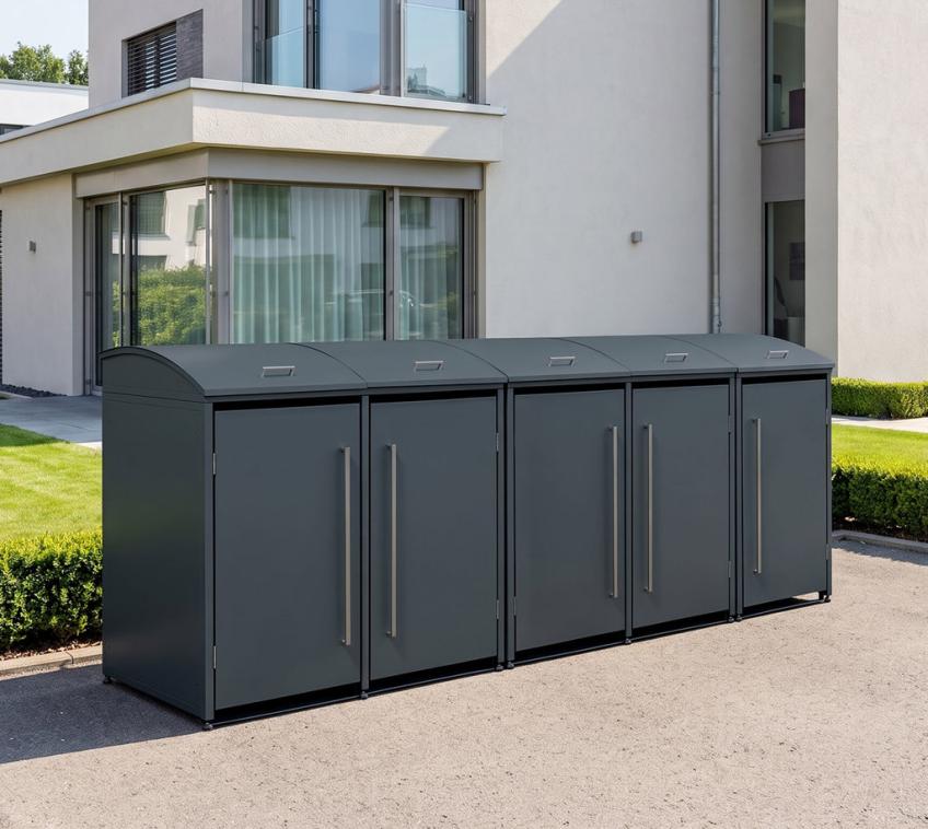 Westmann Metall Mülltonnenbox Moderna 5 | 5x240 L | Anthrazit | 83x350x135 cm 